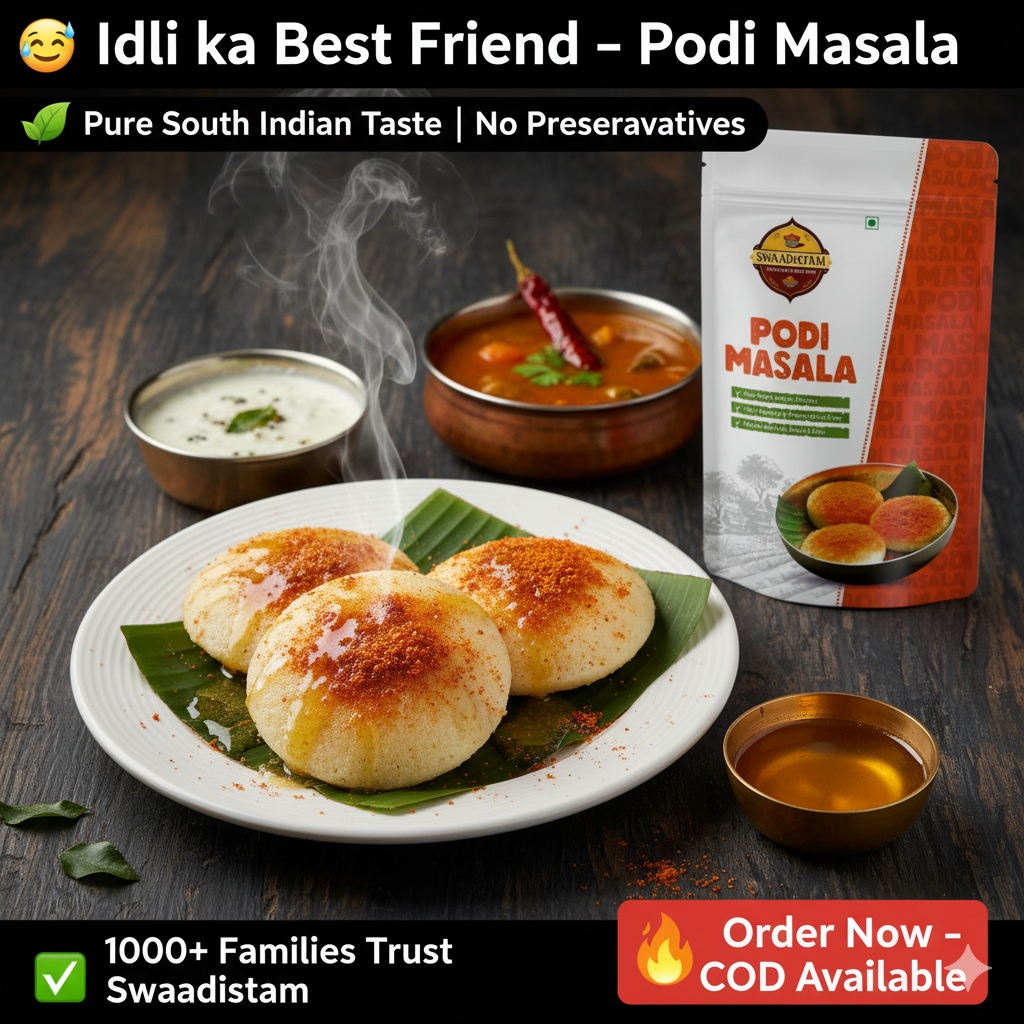 Swaadistam Podi Masala – Authentic South Indian Taste | 50 Years Experience | Loved by 100,000+ Customers(300gm)